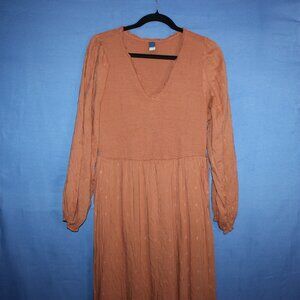 Old Navy Babydoll V-Neck Maxi Dress Brown Large